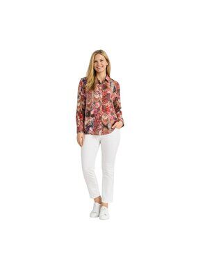 2/$30 Chicos Size 0 Floral Paisley Button Down Shirt Long Sleeve
